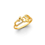 14K Yellow Gold Lock Fancy CZ Ring