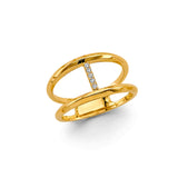 14K Yellow Gold Circles Fancy CZ Ring