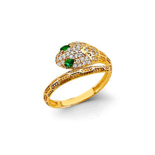 Load image into Gallery viewer, 14K Yellow Gold CZ Small Snake Ring