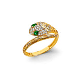 14K Yellow Gold CZ Small Snake Ring