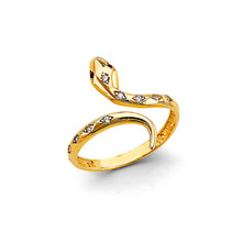 Load image into Gallery viewer, 14K Yellow Gold Small Snake CZ Ring