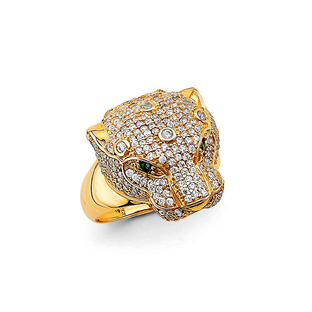 14K Two Tone Gold CZ Panther Ring