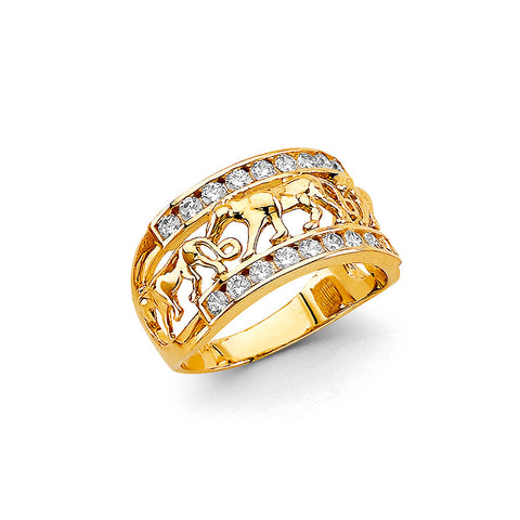 14K Yellow Gold CZ Panther Ring