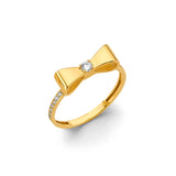 14K Yellow Gold CZ Ribbon Ring