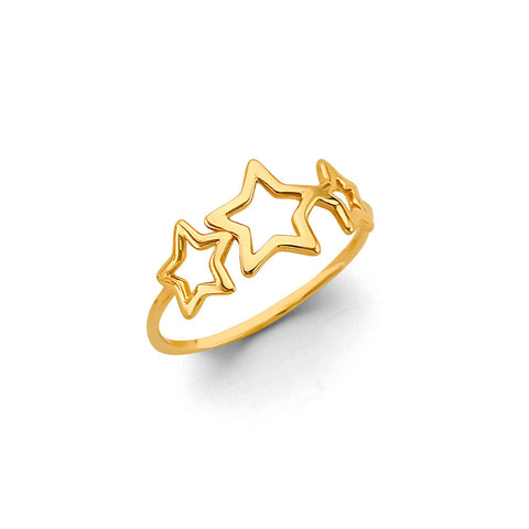 14K Yellow Gold Star Ring