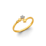 14K Two Tone Gold CZ Star Ring