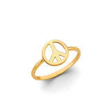 14K Yellow Gold Peace Sign Ring