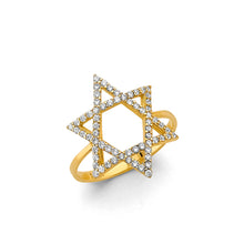 Load image into Gallery viewer, 14K Two Tone Gold CZ Star Of David Ring