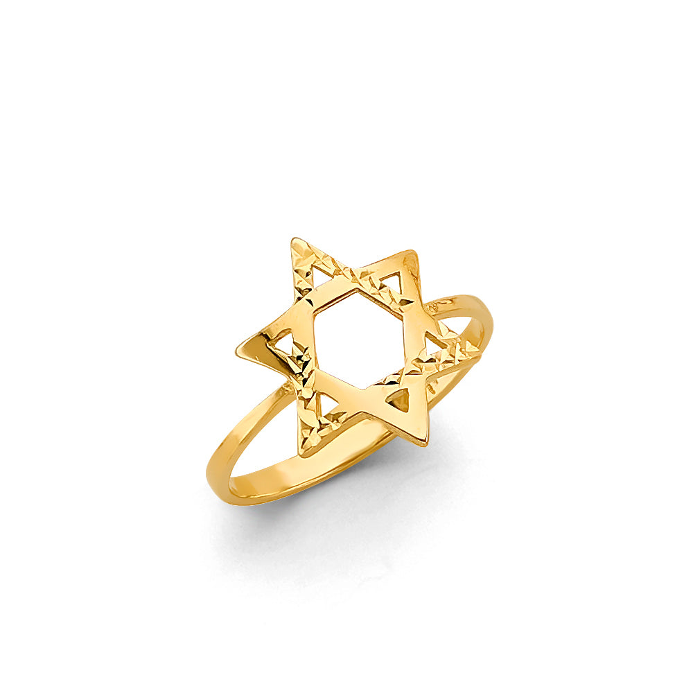 14K Yellow Gold Star Of David Ring