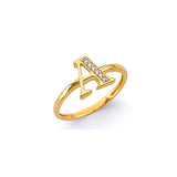 14K Yellow Gold CZ Initial Ring