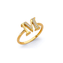 Load image into Gallery viewer, 14K Yellow Gold CZ Initial Ring