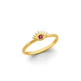 14K Yellow Gold CZ Evil Eye Ring