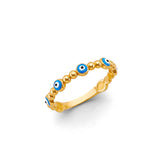 14K Yellow Gold Light Blue Evil Eye Ring