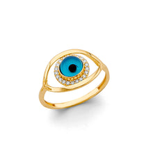 Load image into Gallery viewer, 14K Yellow Gold Red Evil Eye CZ Ring