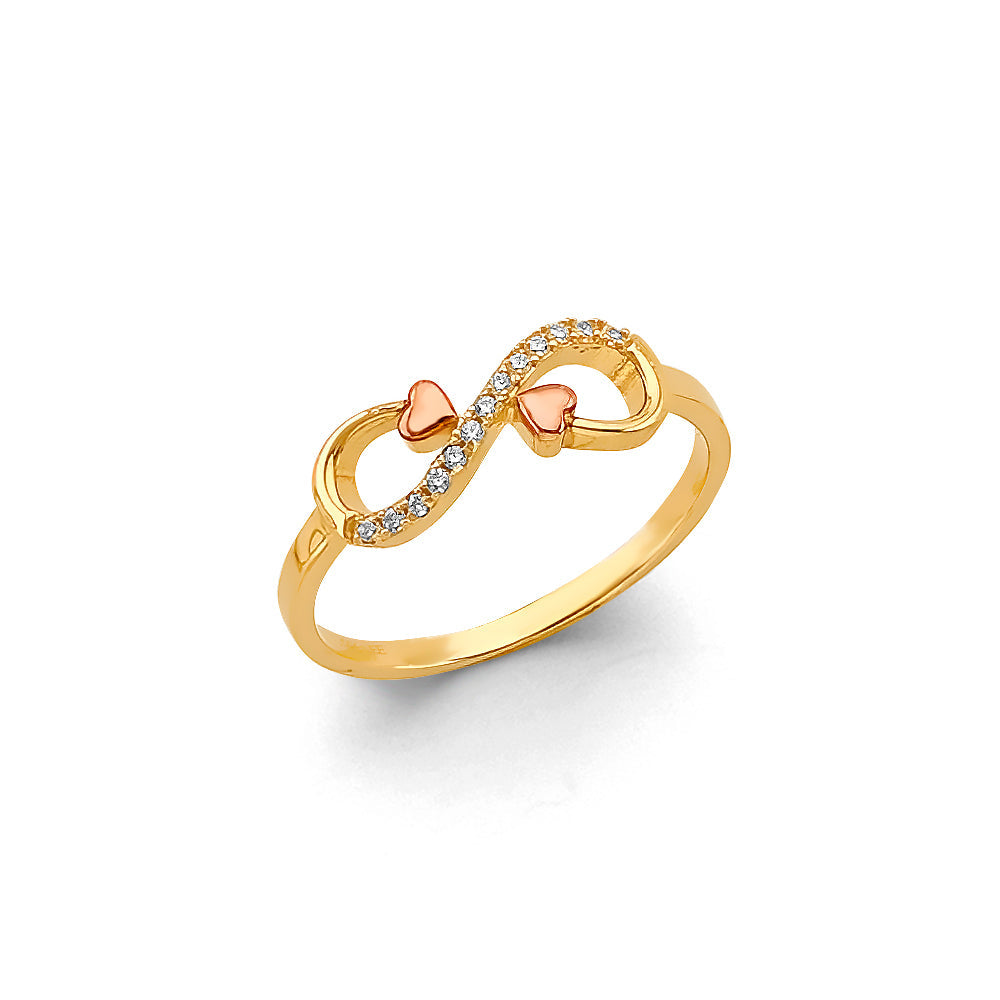 14K Two Tone Gold CZ Infinity Ring