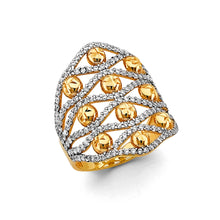 Load image into Gallery viewer, 14K Two Tone Gold CZ Fancy Ladies Ring