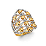 14K Two Tone Gold CZ Fancy Ladies Ring