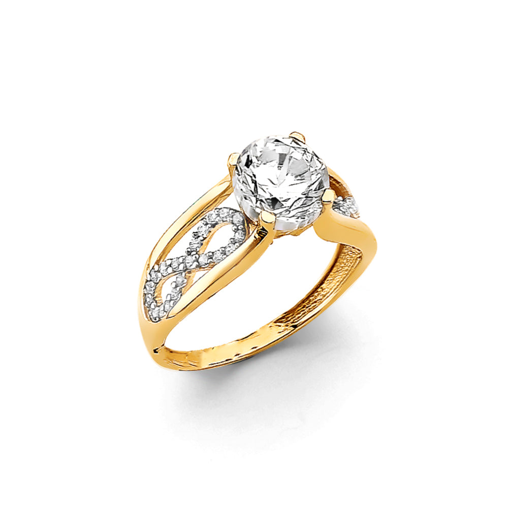 14K Yellow Gold Infinity CZ Engagement Ring