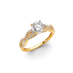 14K Yellow Gold Infinity And Round CZ Engagement Ring