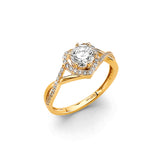 14K Yellow Gold Heart CZ Engagement Ring