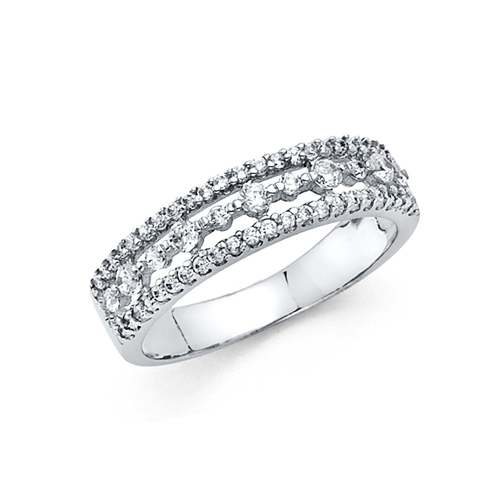 14K White Gold CZ Anniversary Ring