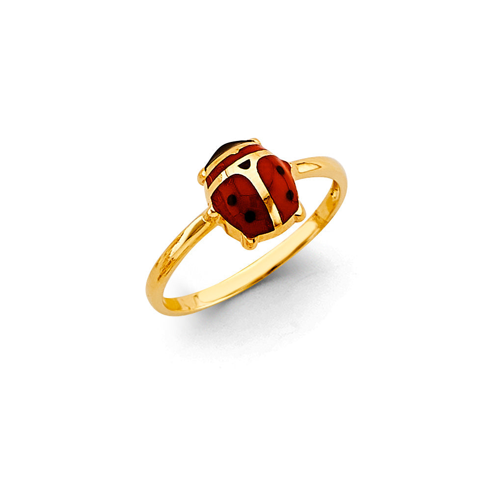 14K Yellow Gold Lady Bug Ring