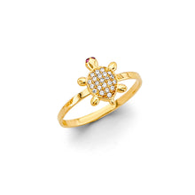 Load image into Gallery viewer, 14K Yellow Gold CZ Turtle Ring