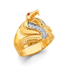 14K Two Tone Gold Snake Men's CZ Ring