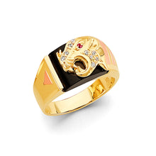 Load image into Gallery viewer, 14K Tri Color Gold Panther Men&#39;s CZ Ring