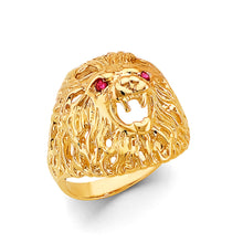 Load image into Gallery viewer, 14K Yellow Gold Lion Men&#39;s CZ Ring