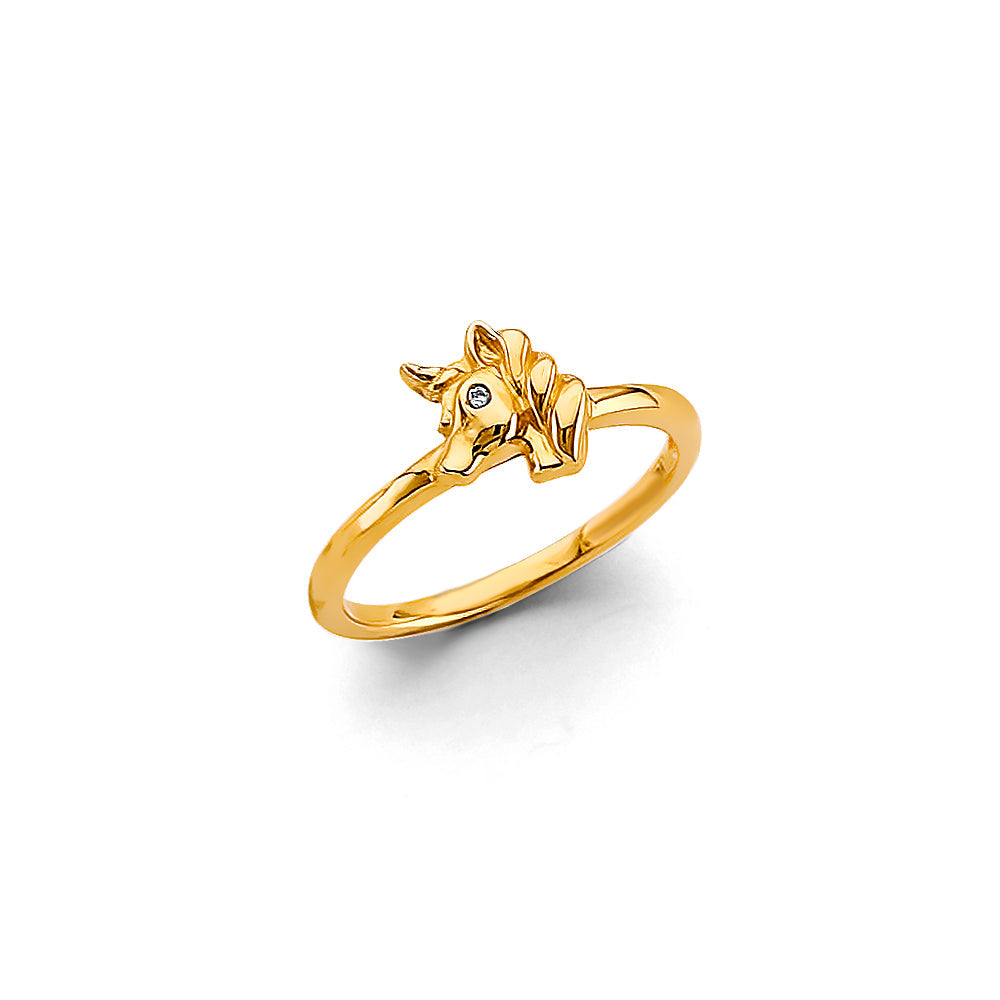 14K Yellow Gold Unicorn Babies CZ Ring