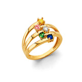 14K Yellow Gold CZ 5 Stone Month Ring