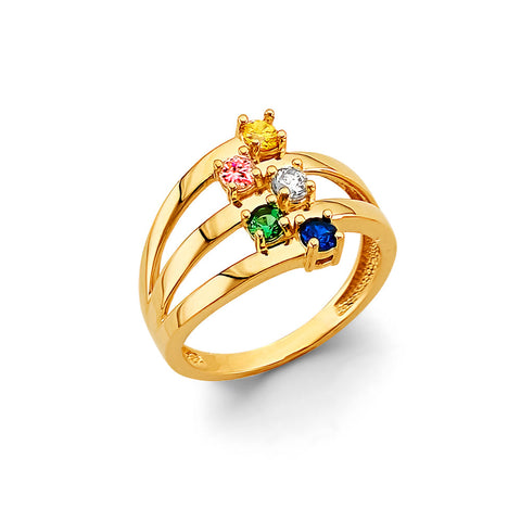 14K Yellow Gold CZ 5 Stone Month Ring