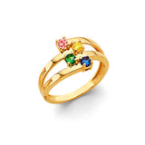 14K Yellow Gold CZ 4 Stone Month Ring