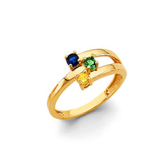 14K Yellow Gold CZ 3 Stone Month Ring