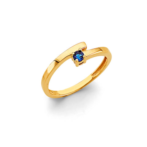 14K Yellow Gold CZ 1 Stone Month Ring