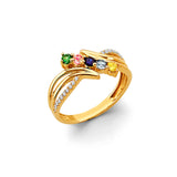 14K Yellow Gold 5 Stone CZ Month Ring