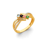 14K Yellow Gold 4 Stone CZ Month Ring