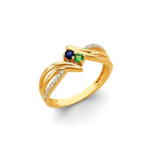 Load image into Gallery viewer, 14K Yellow Gold 2 Stone CZ Month Ring