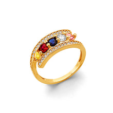 Load image into Gallery viewer, 14K Yellow Gold Round CZ 5 Stone Month Ring