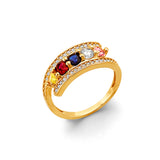 14K Yellow Gold Round CZ 5 Stone Month Ring