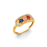 14K Yellow Gold CZ 3 Stone Month Bar Ring