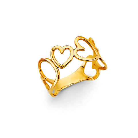 14K Yellow Gold Heart Ring