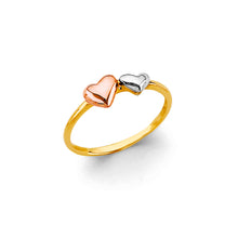 Load image into Gallery viewer, 14K Tri Color Gold Heart Ring