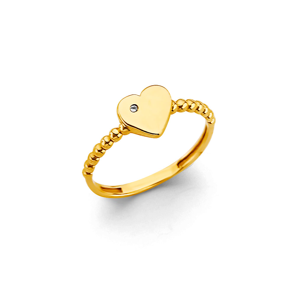 14K Yellow Gold Heart CZ Ring