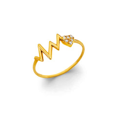 14K Yellow Gold CZ Heartbeat Ring