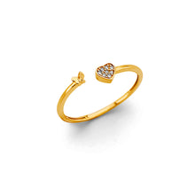 Load image into Gallery viewer, 14K Yellow Gold Open Cuff Heart CZ Ring