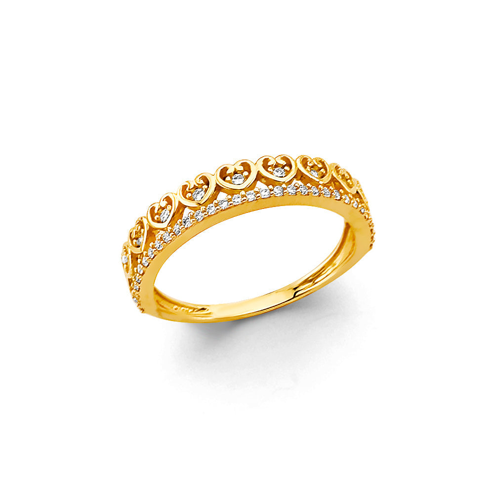 14K Yellow Gold CZ Heart Ring