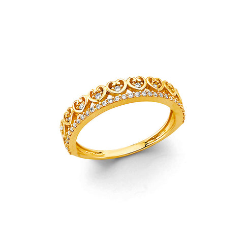 14K Yellow Gold CZ Heart Ring