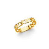 14K Yellow Gold Hearts Ring